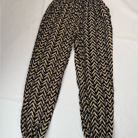 Joe B Black and Cream Track Pants with Chevron Pattern - Picture 1 of 4